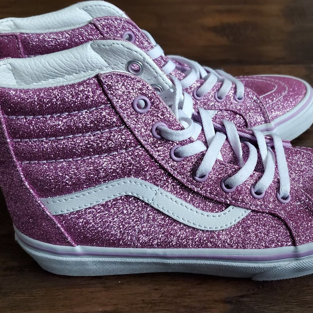 Vans glitter hi-top zip skate 3y